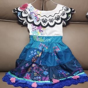 Authentic DisneyStore ENCANTO Mirabel Multicolor Embroidered Kids Costume Dress